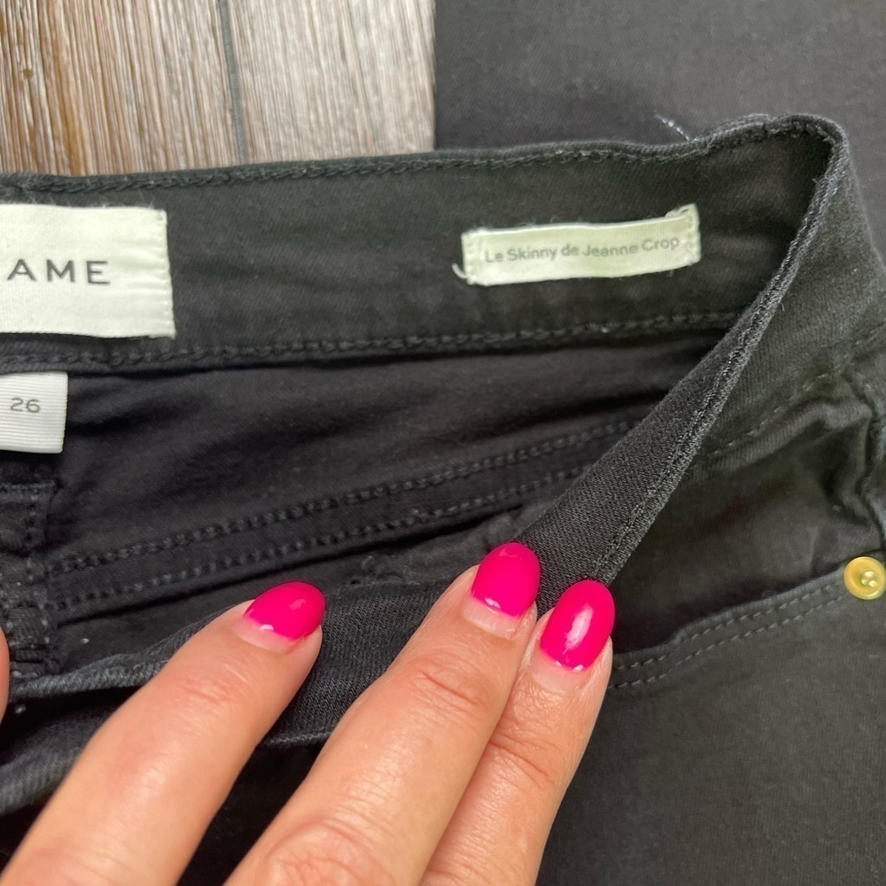 FRAME DENIM Le Skinny de Jeanne Crop Black Denim Jeans Size 26 - Picture 7 of 14